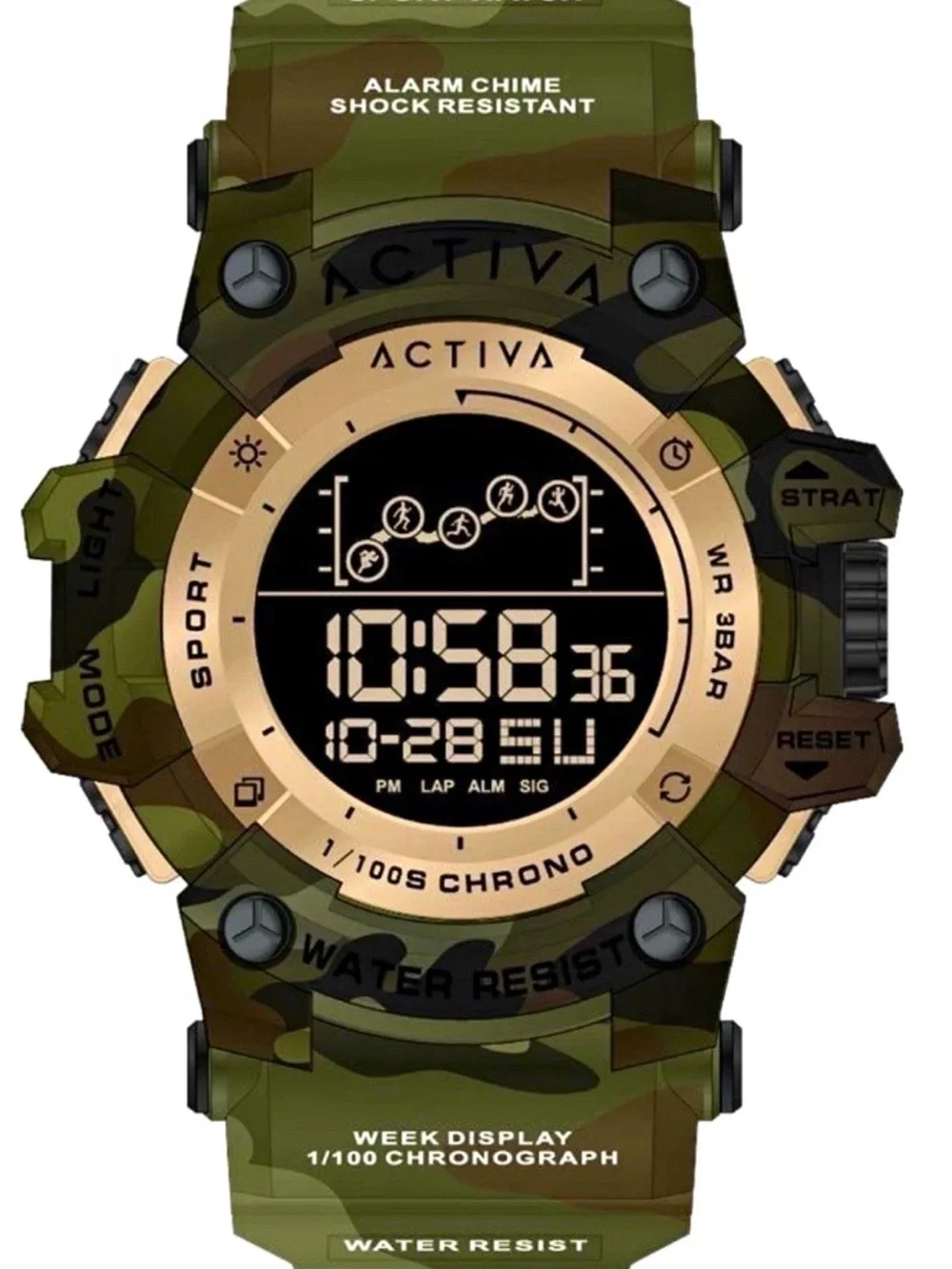 Activa Summit x Invicta (ACW8082-021) - 50mm Men’s Digital Watch - Army Camo NEW